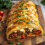 Feuilleté Savoureux au Bœuf, Poivrons Rôtis et Mozzarella