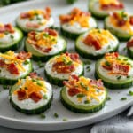 Bouchées de concombre à la crème, cheddar et lardons