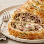 Feuilleté Roulé au Jambon Champignons et Mozzarella