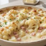 Gratin de chou-fleur au brie et au jambon